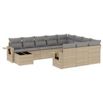 vidaXL Salon de jardin 11 Pièces avec coussins beige résine tressée