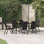 vidaXL Ensemble à manger de jardin 7 Pièces Noir Résine tressée