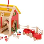 Jouet de la ferme en bois valise avec figurines Goki - Jouets en bois