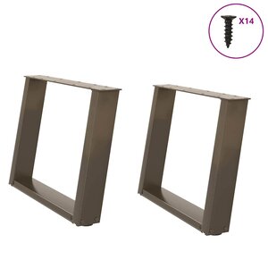 vidaXL Pieds de table basse en U  2 pièces  acier naturel  60 x (42-43) cm
