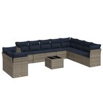 vidaXL Salon de jardin 11 Pièces avec coussins gris résine tressée
