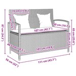 VidaXL Banc de rangement de jardin avec coussin gris résine tressée