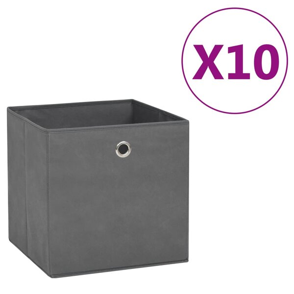 vidaXL Boîtes de rangement 10 Pièces Tissu intissé 28x28x28 cm Gris