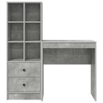 vidaXL Bureau avec tiroir avec étagère avec stockage 2 Pièces Gris béton