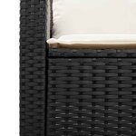 vidaXL Canapé de jardin 3 places coussins et table noir résine tressée