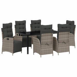 vidaXL Ensemble de salle à manger pour jardin 7 Pièces Gris Poly rotin