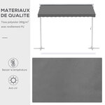 Store double pente manuel rétractable inclinaison réglable acier époxy blanc polyester imperméabilisé anti-UV gris dim. 3L x 2 95l x 2 6H m