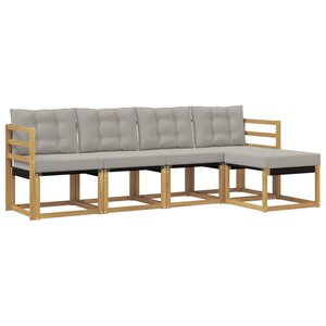 vidaXL Ensemble de canapés d'extérieur 5 Pièces Blanc et gris clair