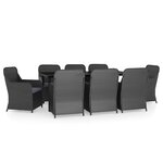 vidaXL Ensemble à manger de jardin avec coussins 9 Pièces noir