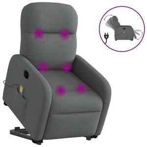 vidaXL Fauteuil inclinable de massage électrique Gris foncé Tissu