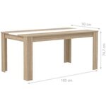 ELÄMÄ Table a manger de 6 a 8 personnes style contemporain en bois aggloméré décor chene et blanc mat - L 160 x l 90 cm