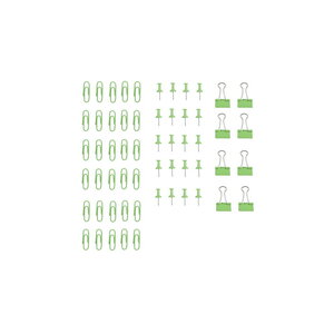Lot de trombones epingles et minis pinces -  couleur vert