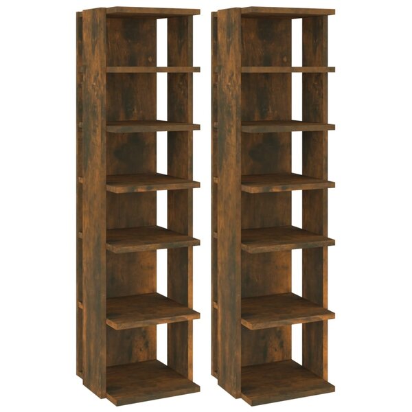 vidaXL Étagères à chaussures 2 Pièces Chêne fumé 27 5x27x102 cm
