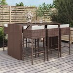 vidaXL Ensemble de bar de jardin avec coussins 7 Pièces marron poly rotin