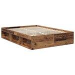 vidaXL Cadre de lit avec tiroir Bois ancien 135 x 190 cm Pin massif