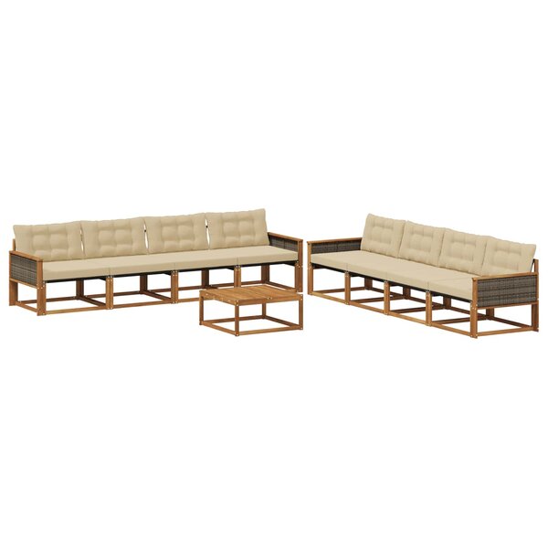 vidaXL Ensemble de canapés d'extérieur 9 Pièces Naturel et Beige