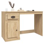 Bureau table poste de travail meuble d'ordinateur informatique étude avec tiroir chêne sonoma 115 x 50 x 75 cm bois d'ingénierie brun 02_0023449