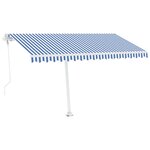 vidaXL Auvent automatique capteur de vent/LED 400x300 cm Bleu et blanc