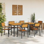 vidaXL Ensemble de salle à manger pour jardin 7 Pièces Noir et marron