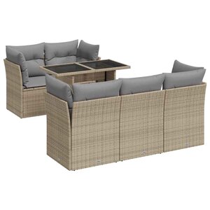 vidaXL Salon de jardin avec coussins 6 Pièces beige résine tressée