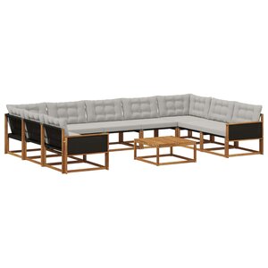 vidaXL Ensemble de canapés d'extérieur 10 Pièces Naturel et gris clair