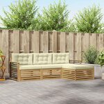 vidaXL Ensemble de canapés d'extérieur 4 Pièces Blanc et crème Polyester
