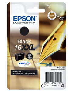 Epson cartouche noire 16xxl wf2660dwf 16xxl cartouche dencre noir tres haute capacite 1.000 pages 1-pack blister avec alarme