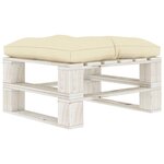 vidaXL Repose-pied palette de jardin avec coussin crème Bois