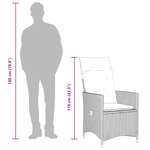 vidaXL Ensemble de bistro 3 Pièces et coussins noir résine tressée acacia