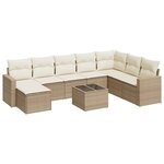 vidaXL Salon de jardin avec coussins 9 Pièces beige résine tressée