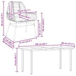 vidaXL Ensemble à manger de jardin coussins 7Pièces noir poly rotin verre