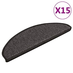 vidaXL Tapis d'escalier autocollants 15 Pièces 65x21x4 cm Anthracite