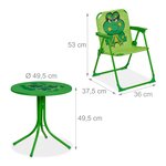 Salon de jardin enfant pliable table chaises parasol 49 5 x 49 5 cm en fer vert 13_0007801