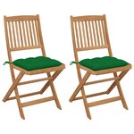 vidaXL Chaises pliables de jardin 2 Pièces avec coussins Bois d'acacia