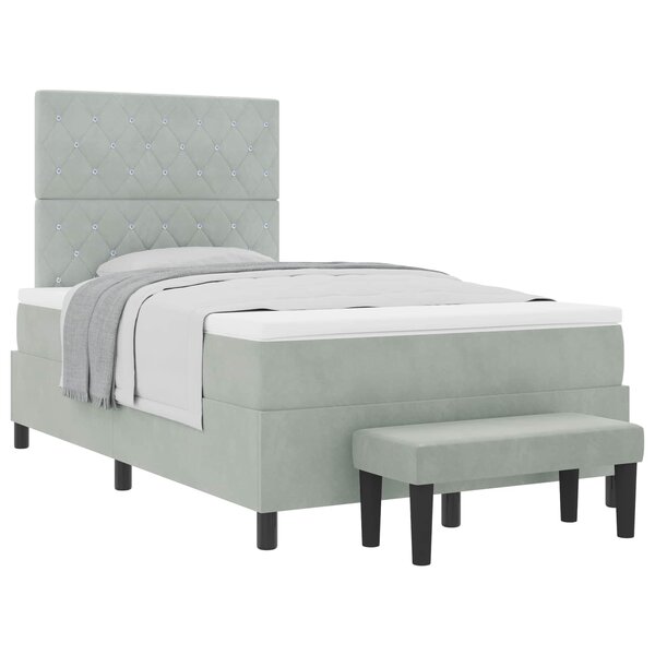 vidaXL Lit à ressorts avec matelas Gris clair 120 x 190 cm Velours