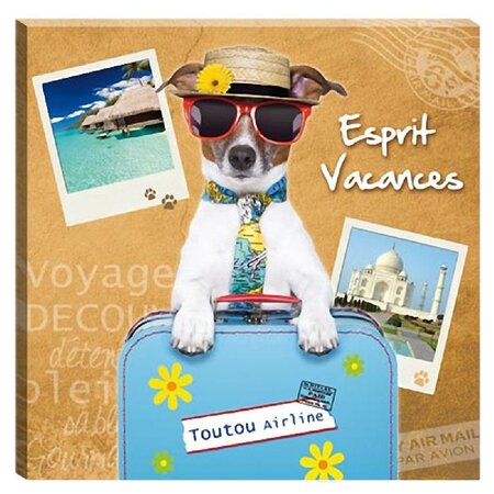 Cadre en toile chien esprit vacances