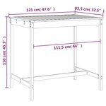 vidaXL Table de jardin gris 121x82 5x110 cm bois massif de pin