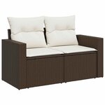 vidaXL Salon de jardin avec coussins 9 Pièces marron résine tressée