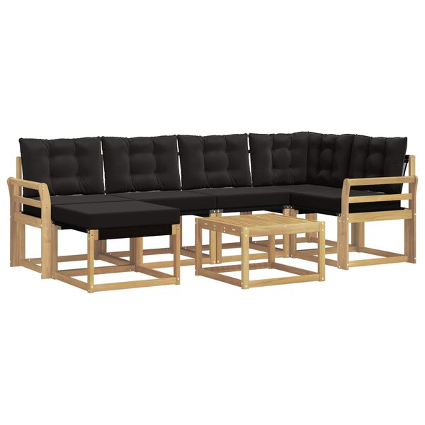 vidaXL Ensemble de canapés d'extérieur 7 Pièces Blanc et noir