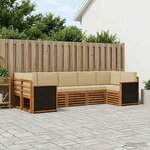 vidaXL Ensemble de canapé d'angle avec coussin 6 Pièces Naturel