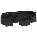 vidaXL Ensemble de canapé de jardin 8 Pièces Noir polyrotin