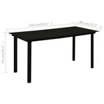 vidaXL Mobilier à dîner d'extérieur 7 Pièces Rotin PVC Noir