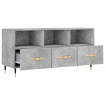 vidaXL Meuble TV gris béton 102x36x50 cm bois d'ingénierie