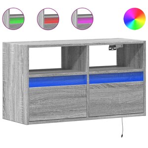 vidaXL Meuble TV mural avec lumières LED sonoma gris 80x31x45 cm