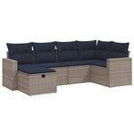 vidaXL Salon de jardin 6 Pièces avec coussins gris résine tressée