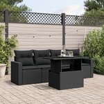vidaXL Salon de jardin 5 Pièces avec coussins noir résine tressée