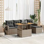 vidaXL Salon de jardin 6 Pièces avec coussins gris résine tressée