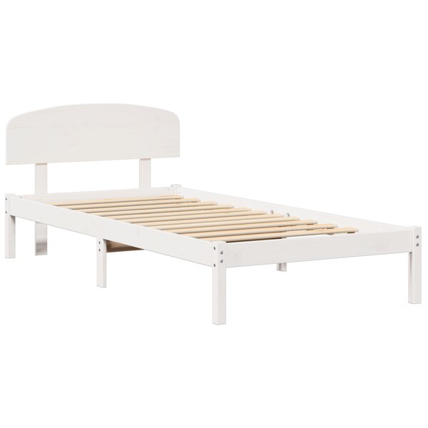 vidaXL Cadre de Lit avec Tête de Lit Blanc 90x190 cm Bois Massif en Pin