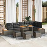 vidaXL Ensemble de canapé de jardin 10 Pièces Gris Poly rotin