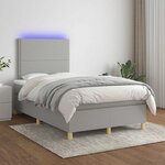 vidaXL Sommier à lattes de lit matelas LED gris clair 120x190 cm tissu